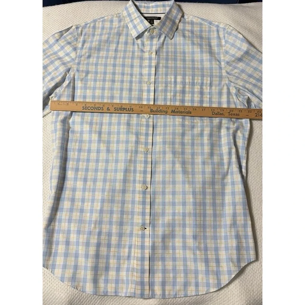 Banana Republic Non-Iron Classic Fit Men’s Large Blue Plaid Dress Shirt